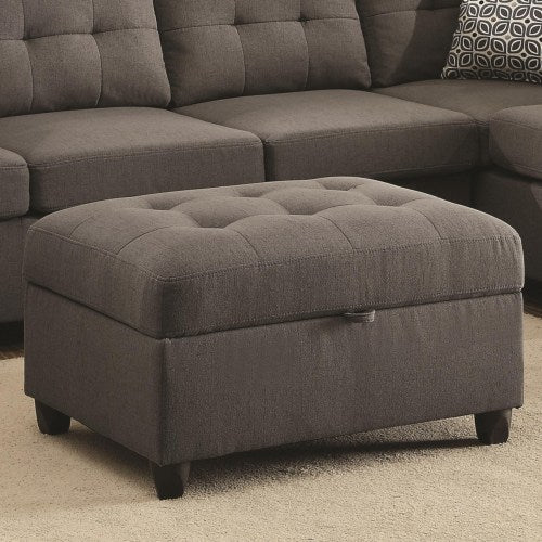Stonenesse Grey Storage Ottoman With Button Tufting