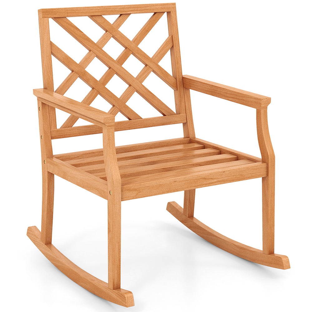 Soothing rocking function provides you with optimal relaxation<br>Indonesian teak wood material with natural and sturdy features<br>Accommodate up to 400 lbs with a stable construction<br>Supportive backrest ensures better protection for your spine<br>Off