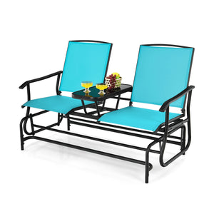 Solid heavy-duty steel frame and durable fabric<br>2 people can sit together to enjoy leisure time<br>Great weight capacity of 530 lbs<br>Quiet and smooth gliding system<br>Anti-slip pads at the bottom of feet<br>Armrests with ergonomic curves on two side