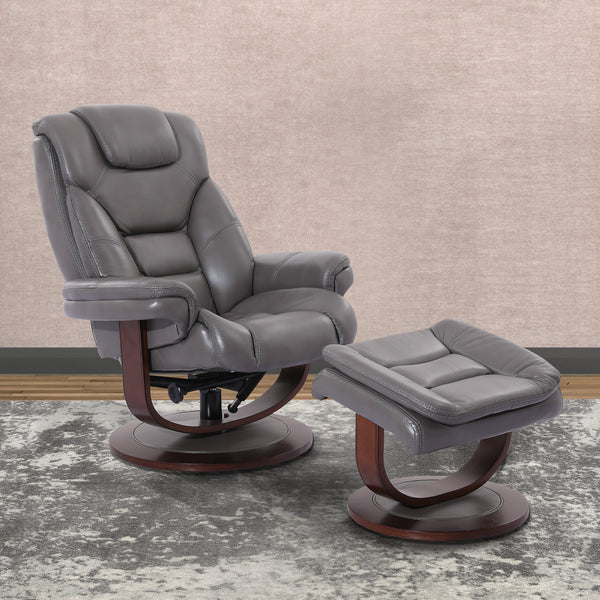 Monarch - Ice Manual Reclining Swivel Chair and Ottoman