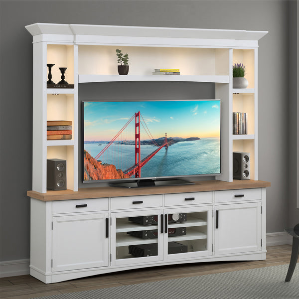 Americana Modern - Cotton 92 In. TV Console with Hutch and LED Lights