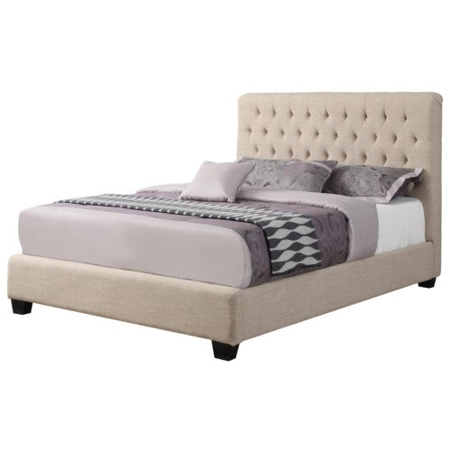 Upholstered Beds California King Chloe Upholstered Bed with Tufted Headboard & Neutral Color Fabric