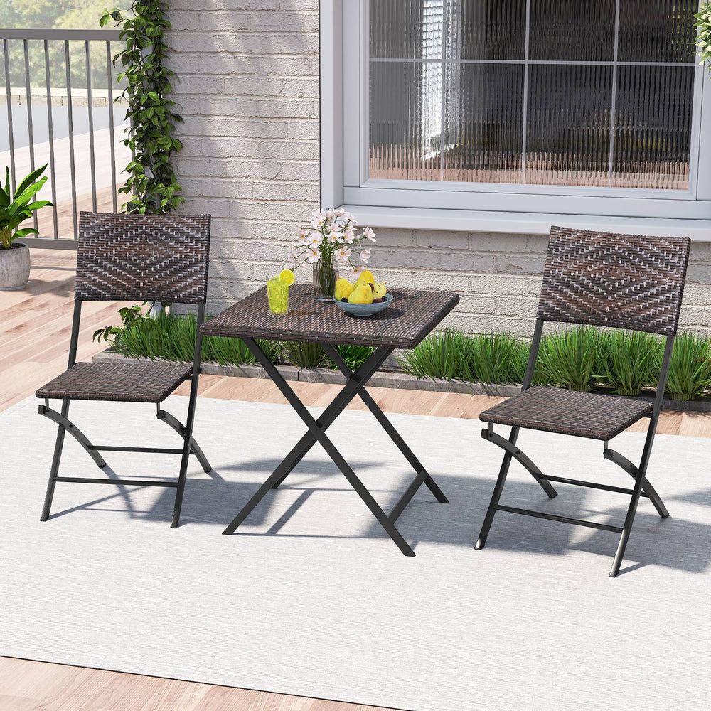 Premium mixed brown PE rattan for long-lasting elegance<br>Quick-folding design saves space and eases storage<br>Light weight allows effortless carrying and moving<br>Reinforced metal frame provides excellent stability<br>Firm crossbars and X-shaped struc