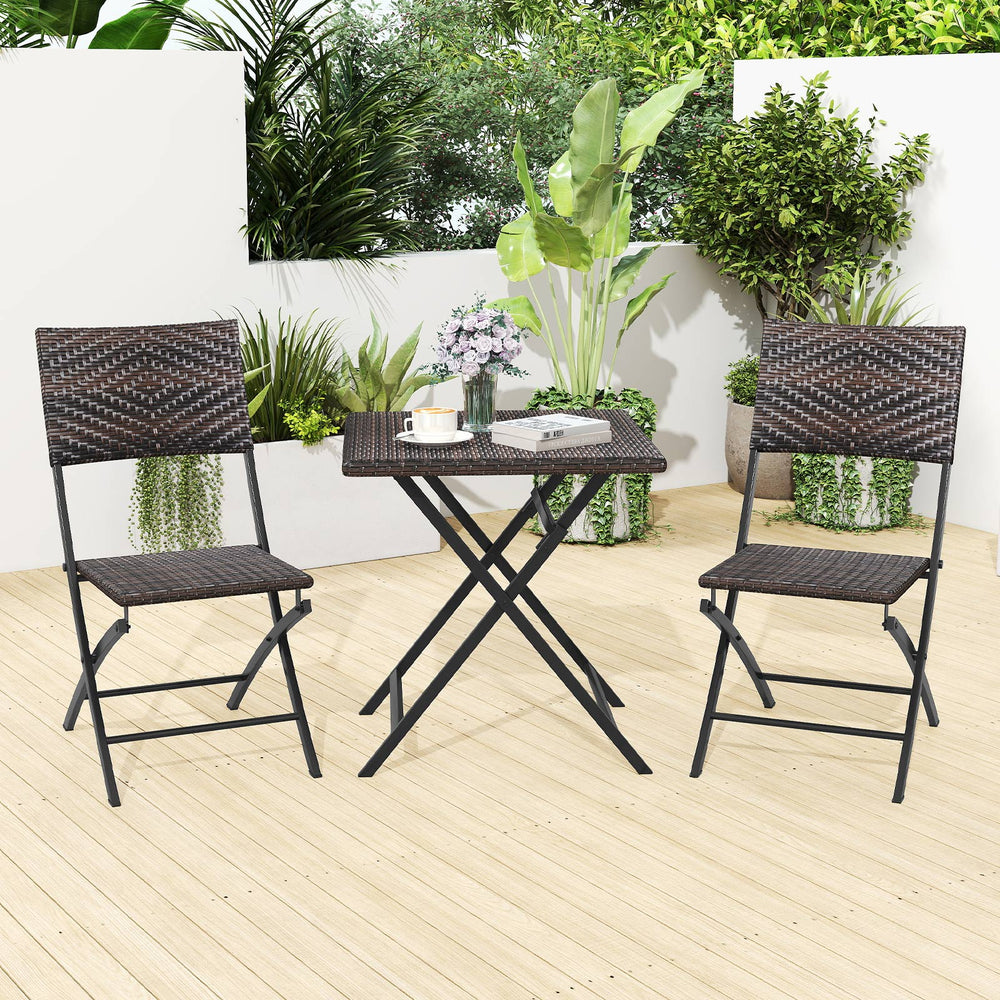 Premium mixed brown PE rattan for long-lasting elegance<br>Quick-folding design saves space and eases storage<br>Light weight allows effortless carrying and moving<br>Reinforced metal frame provides excellent stability<br>Firm crossbars and X-shaped struc