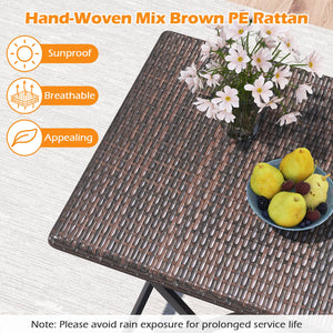 Premium mixed brown PE rattan for long-lasting elegance<br>Quick-folding design saves space and eases storage<br>Light weight allows effortless carrying and moving<br>Reinforced metal frame provides excellent stability<br>Firm crossbars and X-shaped struc
