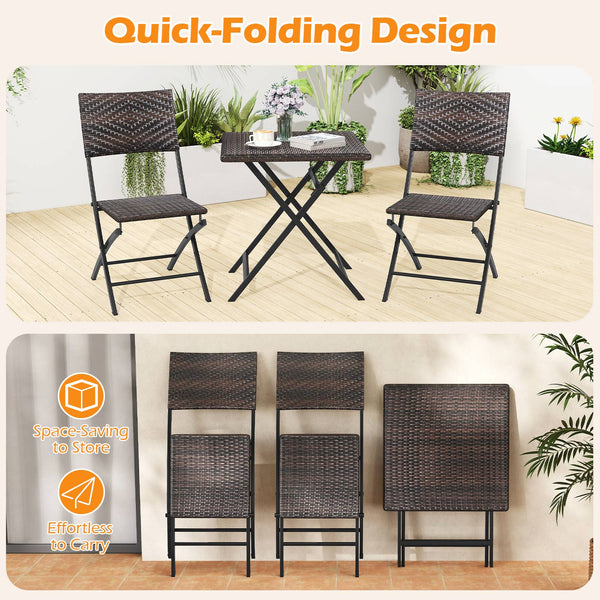 Premium mixed brown PE rattan for long-lasting elegance<br>Quick-folding design saves space and eases storage<br>Light weight allows effortless carrying and moving<br>Reinforced metal frame provides excellent stability<br>Firm crossbars and X-shaped struc