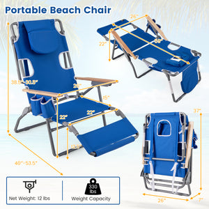 3-in-1 design: suitable for full flat sunbathing  lounging  or sitting<br>The face and arm holes allow for reading books or playing mobile while sunbathing<br>Comes with a detachable pillow  a footrest  and wood armrests for enhanced comfort<br>Equipped w