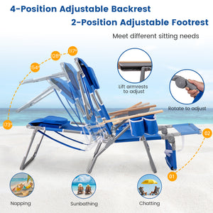 3-in-1 design: suitable for full flat sunbathing  lounging  or sitting<br>The face and arm holes allow for reading books or playing mobile while sunbathing<br>Comes with a detachable pillow  a footrest  and wood armrests for enhanced comfort<br>Equipped w