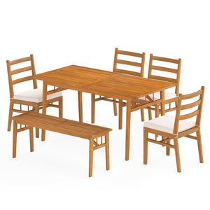 High-quality acacia wood brings natural beauty and splinter-free comfort<br>Curved chairs cradle spines  so long meals stay cozy Â <br>Make you feel cozier thanks to the cushioned seat<br>The fixing ties prevent cushions from slipping off<br>Removable cus