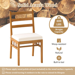 High-quality acacia wood brings natural beauty and splinter-free comfort<br>Curved chairs cradle spines  so long meals stay cozy Â <br>Make you feel cozier thanks to the cushioned seat<br>The fixing ties prevent cushions from slipping off<br>Removable cus