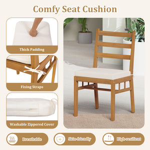 High-quality acacia wood brings natural beauty and splinter-free comfort<br>Curved chairs cradle spines  so long meals stay cozy Â <br>Make you feel cozier thanks to the cushioned seat<br>The fixing ties prevent cushions from slipping off<br>Removable cus