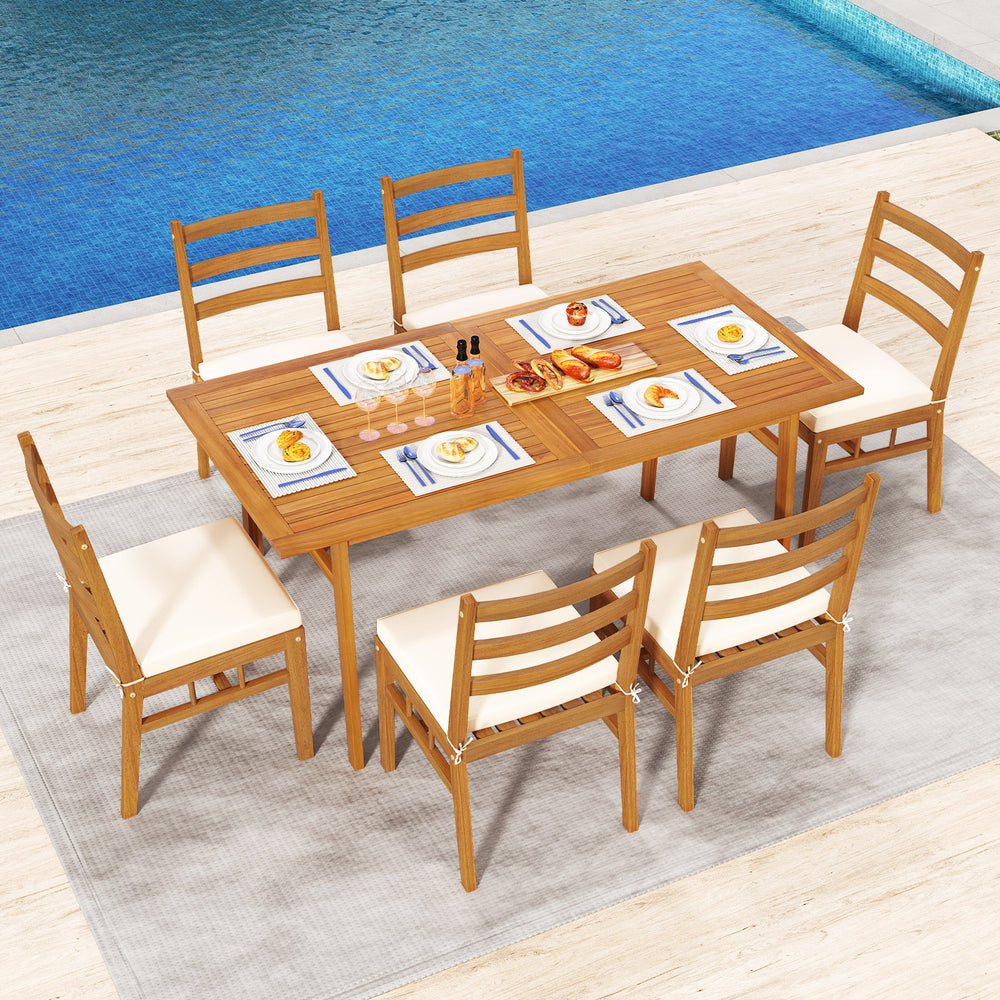 Bring natural beauty outdoors with acacia wood<br>Silky sanding erases splinters for a gentle touch every time Â <br>Curved backrest and cushioned seat for a comfortable seating experience<br>Secure cushions in place thanks to the fixing ties<br>Removable