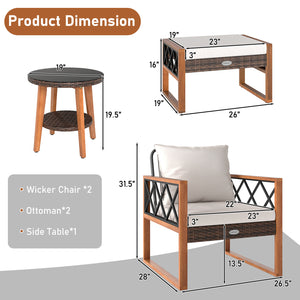 Â Sun-protective and hand-woven PE rattan for durability and elegance<br>Â The solid acacia wood frame provides reliable support because it is sturdy<br>Â Sturdy metal supports ensure stability for long-lasting use<br>Â Ottomans serve as footrests or extr