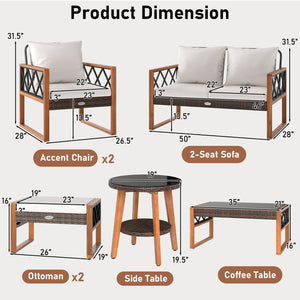 Â Ensure long-lasting use and elegant look with sun-protective PE rattan<br>Â Solid acacia wood and sturdy metal for stable and reliable support<br>Â Comfortable ottomans provide extra seats or footrests as needed Â <br>Â Because of the 105Â° angle  sitti