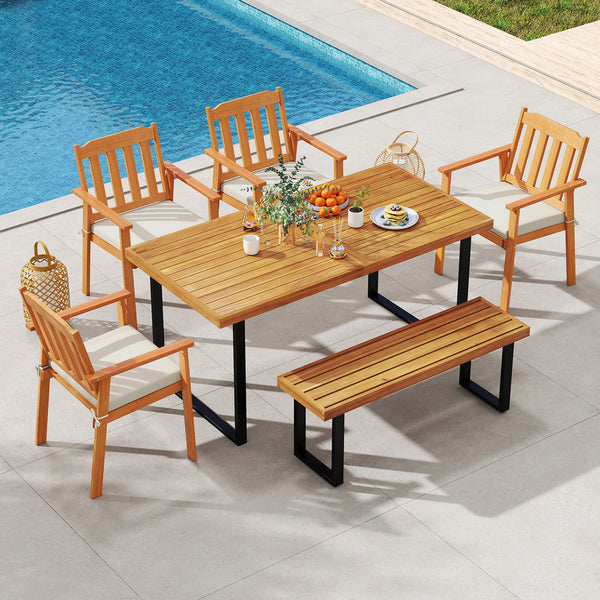 Acacia wood frame is solid and not easy to deform<br>Removable seat cushion is filled with sponge for prolonged comfort<br>Slanted backrest and armrests promote a natural sitting posture<br>Washable zippered cushion cover ensures a clean sitting environme