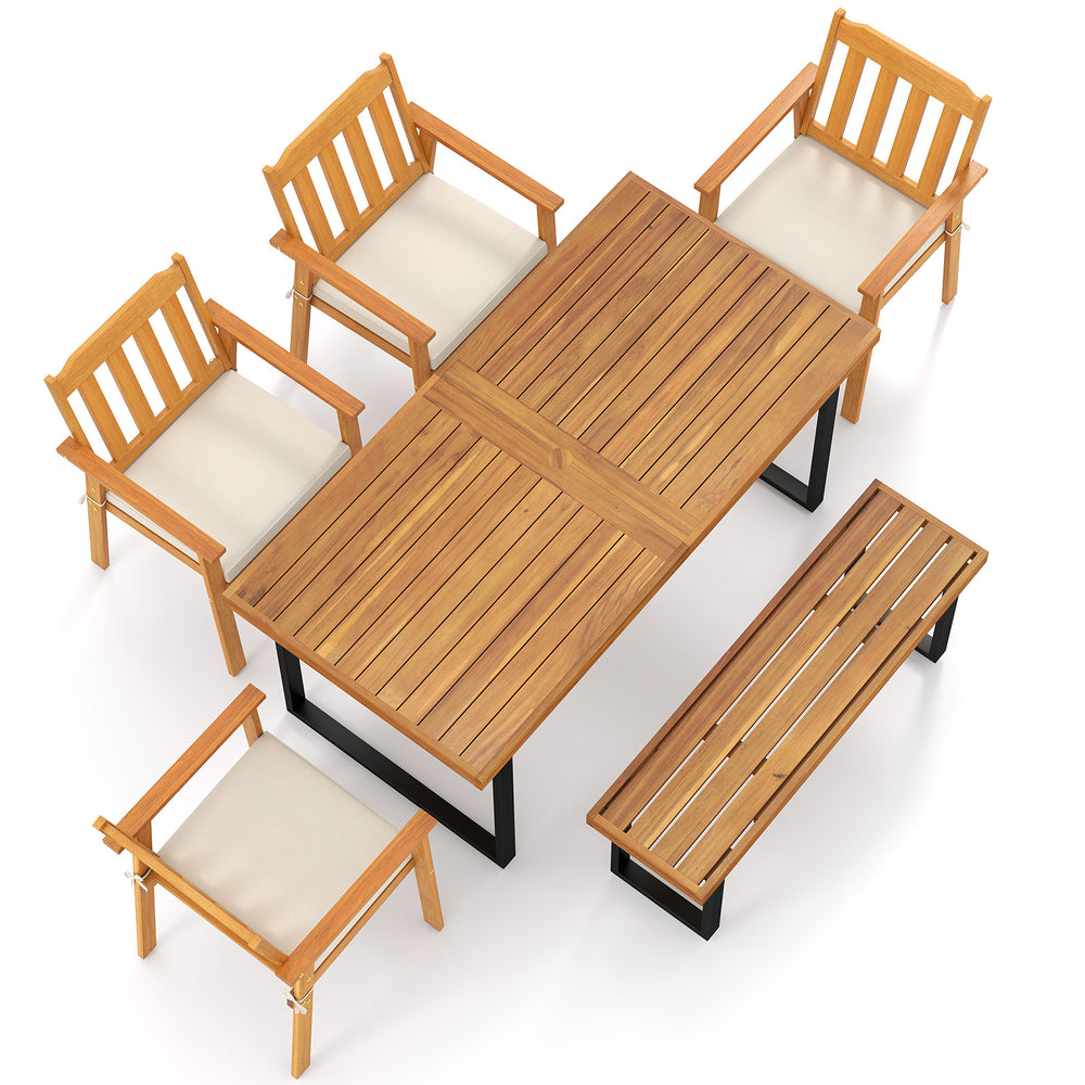 Acacia wood frame is solid and not easy to deform<br>Removable seat cushion is filled with sponge for prolonged comfort<br>Slanted backrest and armrests promote a natural sitting posture<br>Washable zippered cushion cover ensures a clean sitting environme
