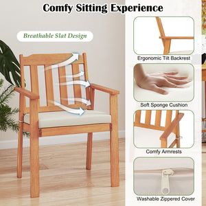 Acacia wood frame is solid and not easy to deform<br>Removable seat cushion is filled with sponge for prolonged comfort<br>Slanted backrest and armrests promote a natural sitting posture<br>Washable zippered cushion cover ensures a clean sitting environme
