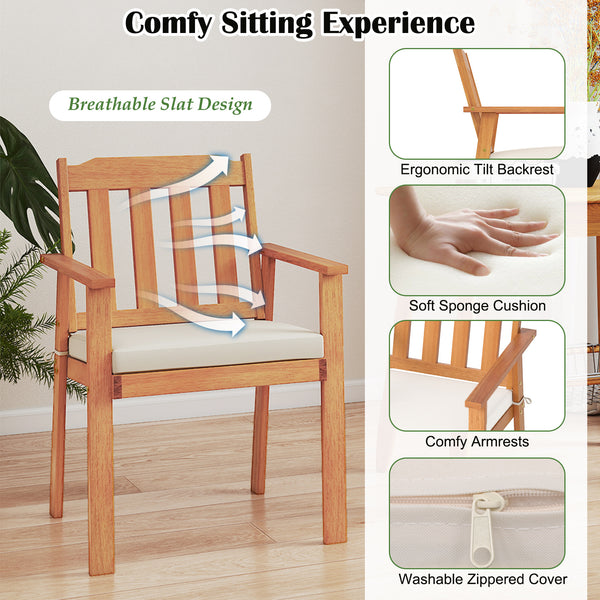 Acacia wood frame is solid and not easy to deform<br>Removable seat cushion is filled with sponge for prolonged comfort<br>Slanted backrest and armrests promote a natural sitting posture<br>Washable zippered cushion cover ensures a clean sitting environme