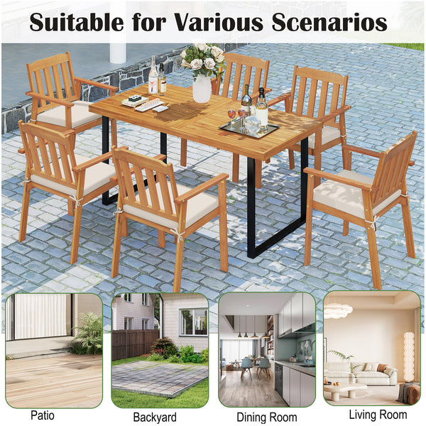 Acacia wood frame is solid and not easy to deform<br>Removable seat cushion is filled with sponge for prolonged comfort<br>Slanted backrest and armrests promote a natural sitting posture<br>Washable zippered cushion cover ensures a clean sitting environme