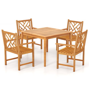 Built to comfortably accommodate 4 people  ideal for cozy get-togethers Crafted from solid acacia wood with a smooth  splinter-free finish for reliable support Ergonomically angled backrest and roomy seat provide lasting comfort Gently curved armrests pro