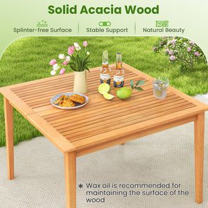 Built to comfortably accommodate 4 people  ideal for cozy get-togethers Crafted from solid acacia wood with a smooth  splinter-free finish for reliable support Ergonomically angled backrest and roomy seat provide lasting comfort Gently curved armrests pro
