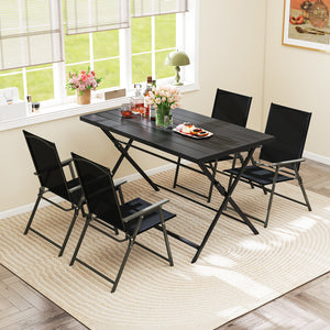 Â Includes a metal square table and 4 armchairs for outdoor gatherings<br>Â Ideal for intimate gatherings  al fresco dining and bistro experiences<br>Â Easy  quick  and effortless to fold into a flat size  save floor space<br>Â Foldable design  stay away 