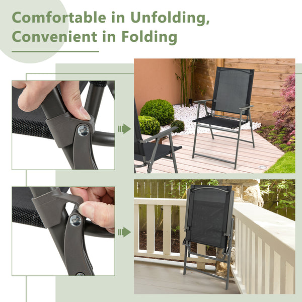 Â Includes a metal square table and 4 armchairs for outdoor gatherings<br>Â Ideal for intimate gatherings  al fresco dining and bistro experiences<br>Â Easy  quick  and effortless to fold into a flat size  save floor space<br>Â Foldable design  stay away 