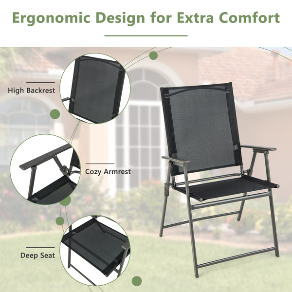 Â Includes a metal square table and 4 armchairs for outdoor gatherings<br>Â Ideal for intimate gatherings  al fresco dining and bistro experiences<br>Â Easy  quick  and effortless to fold into a flat size  save floor space<br>Â Foldable design  stay away 