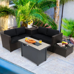 Â Deliver in 4 boxes  may arrive on the different days<br>Â 2 bags of screws are packed in the different boxes (1 bag of screws in the fire pit table box and another bag of screws in the first sofa set box)<br>Â 60 000 BTU for efficient and steady heating