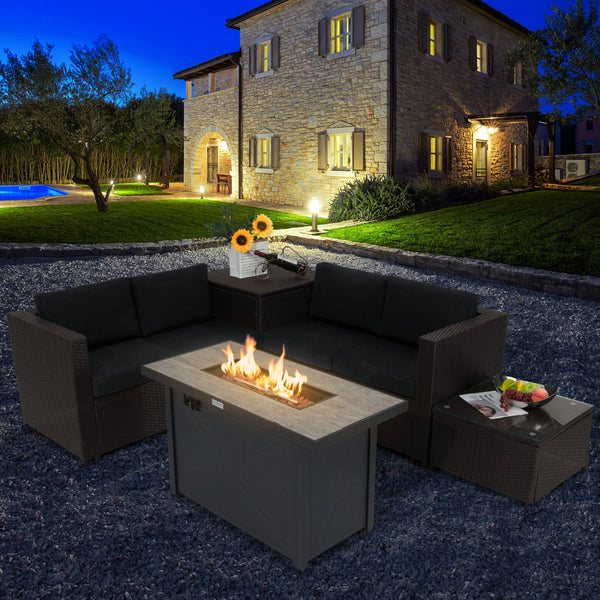 Â Deliver in 4 boxes  may arrive on the different days<br>Â 2 bags of screws are packed in the different boxes (1 bag of screws in the fire pit table box and another bag of screws in the first sofa set box)<br>Â 60 000 BTU for efficient and steady heating
