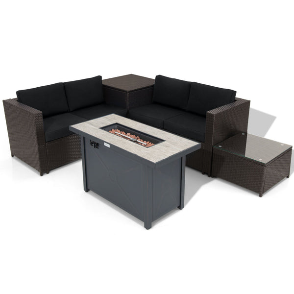 Â Deliver in 4 boxes  may arrive on the different days<br>Â 2 bags of screws are packed in the different boxes (1 bag of screws in the fire pit table box and another bag of screws in the first sofa set box)<br>Â 60 000 BTU for efficient and steady heating