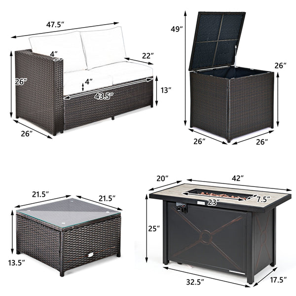 Â Deliver in 4 boxes  may arrive on the different days<br>Â 2 bags of screws are packed in the different boxes (1 bag of screws in the fire pit table box and another bag of screws in the first sofa set box)<br>Â 60 000 BTU for efficient and steady heating
