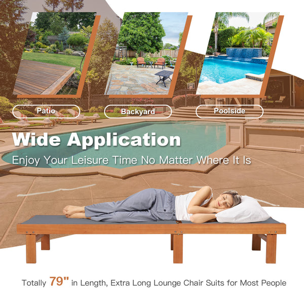 Great for reading  sunbathing  and taking a nap with 5-position adjustment<br>Avoid stuffiness even in the hot summer due to breathable and quick-drying fabric<br>Solid eucalyptus wood and sturdy steel for strong stability<br>Can be used by the whole fami