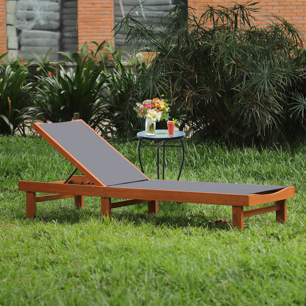 Great for reading  sunbathing  and taking a nap with 5-position adjustment<br>Avoid stuffiness even in the hot summer due to breathable and quick-drying fabric<br>Solid eucalyptus wood and sturdy steel for strong stability<br>Can be used by the whole fami