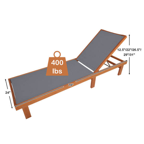 Great for reading  sunbathing  and taking a nap with 5-position adjustment<br>Avoid stuffiness even in the hot summer due to breathable and quick-drying fabric<br>Solid eucalyptus wood and sturdy steel for strong stability<br>Can be used by the whole fami