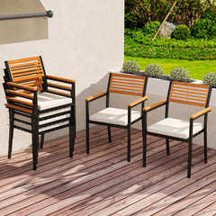 Heavy-duty metal frame for stable seating <br>400 lbs capacity provides reliable daily support <br>Inclined slatted backrests align your body ergonomically <br>Acacia wood armrests for additional comfort <br>The soft sponge provides a comfortable seating 