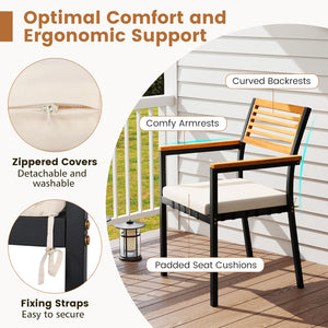 Heavy-duty metal frame for stable seating <br>400 lbs capacity provides reliable daily support <br>Inclined slatted backrests align your body ergonomically <br>Acacia wood armrests for additional comfort <br>The soft sponge provides a comfortable seating 