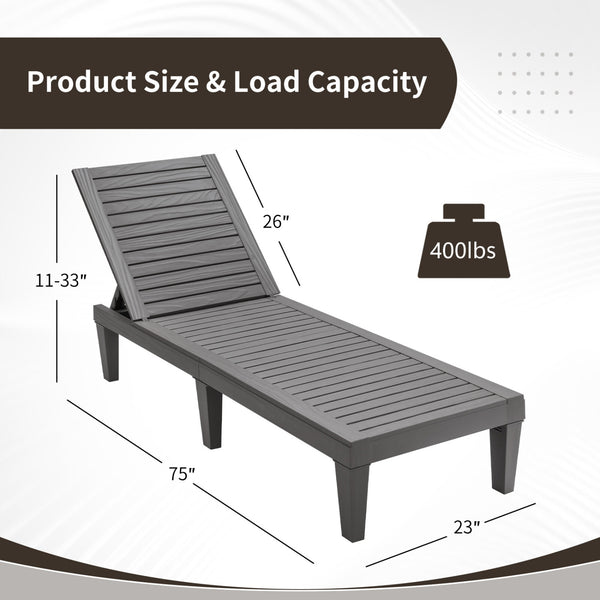 Sturdy construction and 6 reinforced legs offer strong support<br>Adjustable backrest with 5 positions can meet your different needs<br>Simple and stylish style can well match with other outdoor furniture<br>The hollowed-out design helps to ventilate and 