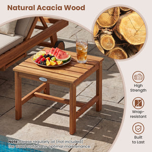 Built to last with natural and sturdy acacia wood Angled backrest for better support during longer sitting Wide armrests enable you to rest and relax your arms More comfortable to sit thanks to a gently curved seat Side table for convenient access to your