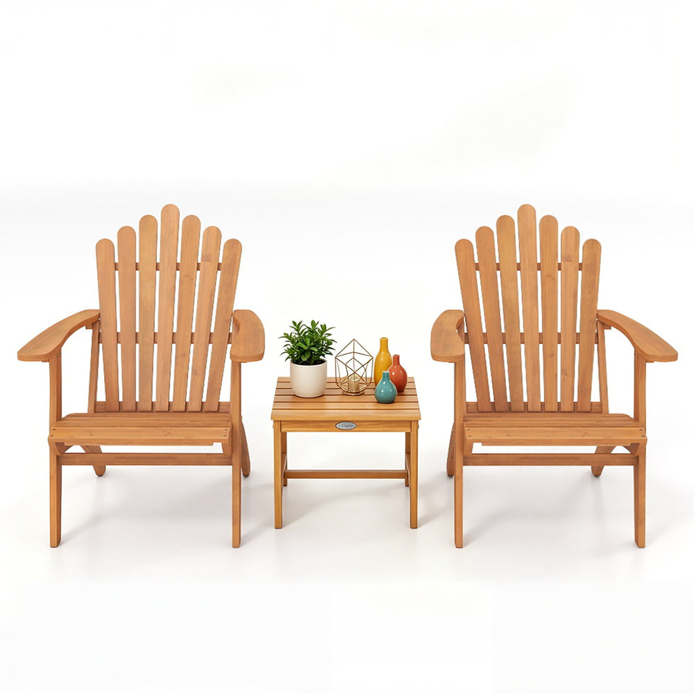 Built to last with natural and sturdy acacia wood Angled backrest for better support during longer sitting Wide armrests enable you to rest and relax your arms More comfortable to sit thanks to a gently curved seat Side table for convenient access to your