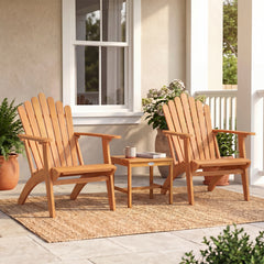 Built to last with natural and sturdy acacia wood Angled backrest for better support during longer sitting Wide armrests enable you to rest and relax your arms More comfortable to sit thanks to a gently curved seat Side table for convenient access to your
