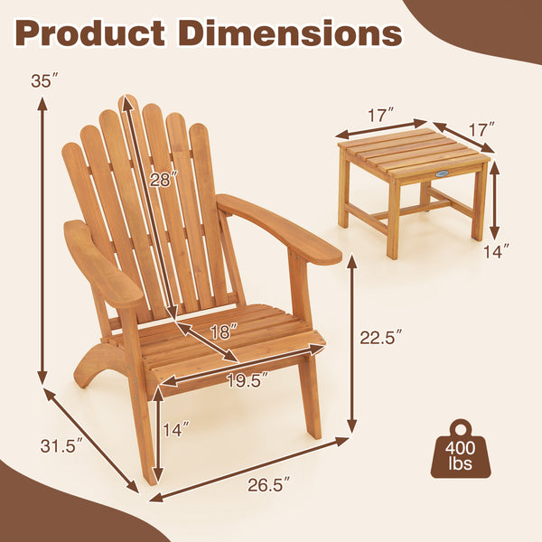 Built to last with natural and sturdy acacia wood Angled backrest for better support during longer sitting Wide armrests enable you to rest and relax your arms More comfortable to sit thanks to a gently curved seat Side table for convenient access to your