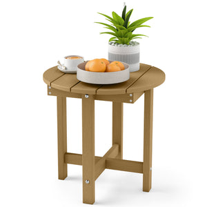 All-weather HIPS material is anti-crack  sun-protective  and waterproof Reinforced hardware and stable X-shaped base to ensure a reliable frame Slatted tabletop with stylish wood-grain detail for patio-ready appeal Features a smooth surface that is easy t