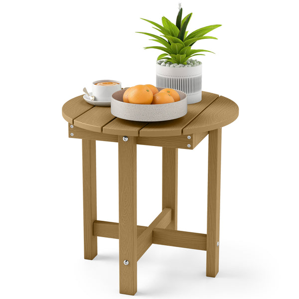 All-weather HIPS material is anti-crack  sun-protective  and waterproof Reinforced hardware and stable X-shaped base to ensure a reliable frame Slatted tabletop with stylish wood-grain detail for patio-ready appeal Features a smooth surface that is easy t