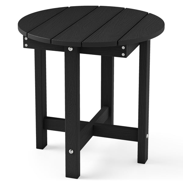 All-weather HIPS material is anti-crack  sun-protective  and waterproof Reinforced hardware and stable X-shaped base to ensure a reliable frame Slatted tabletop with stylish wood-grain detail for patio-ready appeal Features a smooth surface that is easy t