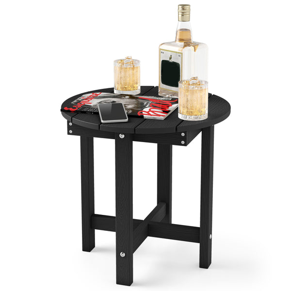 All-weather HIPS material is anti-crack  sun-protective  and waterproof Reinforced hardware and stable X-shaped base to ensure a reliable frame Slatted tabletop with stylish wood-grain detail for patio-ready appeal Features a smooth surface that is easy t