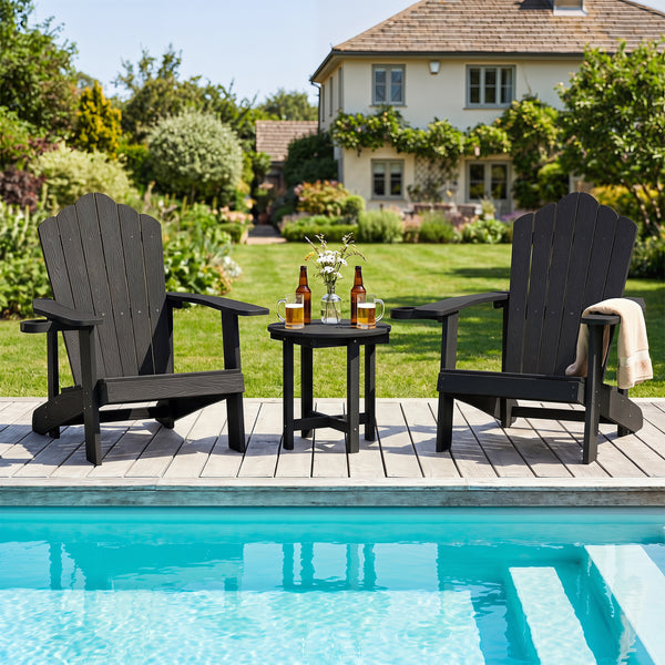 All-weather HIPS material is anti-crack  sun-protective  and waterproof Reinforced hardware and stable X-shaped base to ensure a reliable frame Slatted tabletop with stylish wood-grain detail for patio-ready appeal Features a smooth surface that is easy t