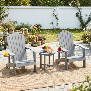 All-weather HIPS material is anti-crack  sun-protective  and waterproof Reinforced hardware and stable X-shaped base to ensure a reliable frame Slatted tabletop with stylish wood-grain detail for patio-ready appeal Features a smooth surface that is easy t