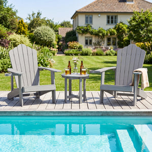 All-weather HIPS material is anti-crack  sun-protective  and waterproof Reinforced hardware and stable X-shaped base to ensure a reliable frame Slatted tabletop with stylish wood-grain detail for patio-ready appeal Features a smooth surface that is easy t