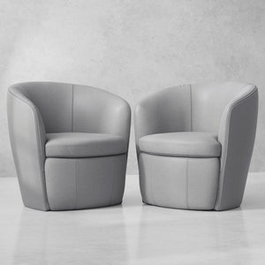Barolo - Steamboat Ice 100% Italian Leather Swivel Club Chair Two Pack